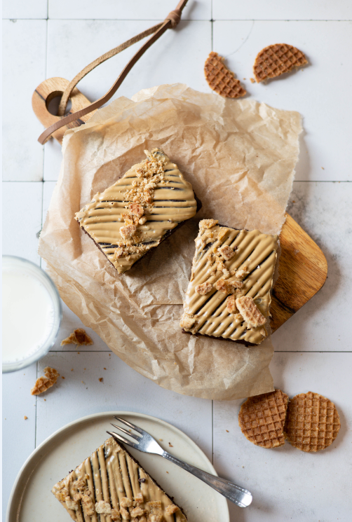 Karamel stroopwafel Eiwitbrownie